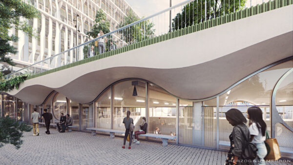 Visualisierung FORUM UZH Aussenansicht Fenster Sporthalle